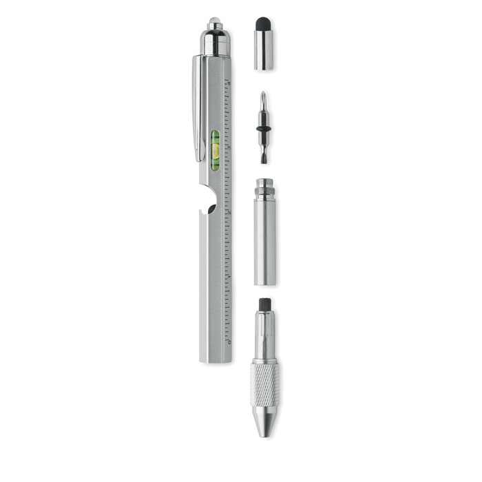 Stylo Niveau et lampe personnalisable RETOOL silver mate